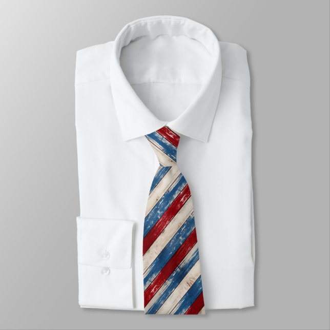 Patriotic Rustic Wood Planks Tie (Tied)