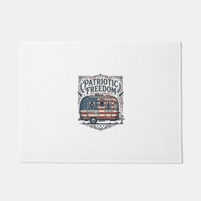 Patriotic RV Camper Vector Graphic Tee Doormat (Front)
