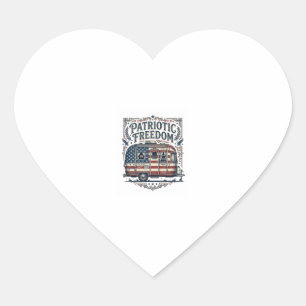 Patriotic RV Camper Vector Graphic Tee Heart Sticker