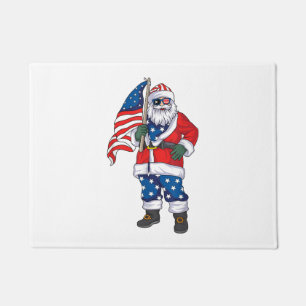 Patriotic Santa American Christmas 4th Of July San Doormat