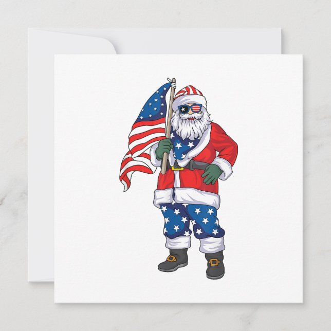 Patriotic Santa American Christmas 4th Of July San Invitation (Front)