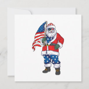 Patriotic Santa American Christmas 4th Of July San Invitation