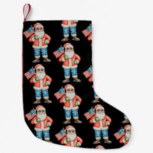 Patriotic Santa American Christmas 4th Of July Small Christmas Stocking