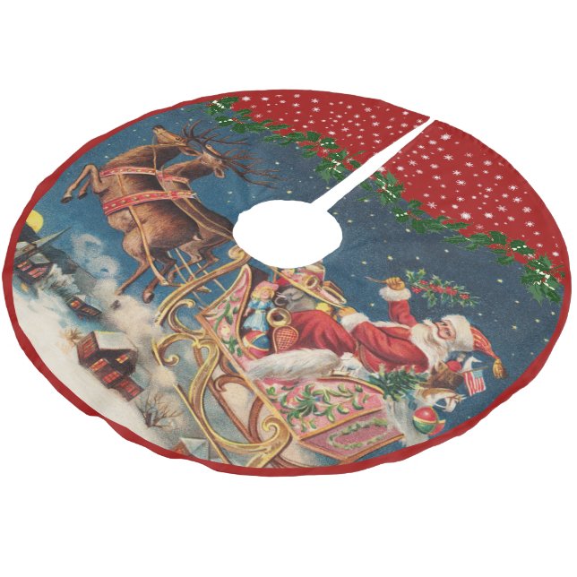 Patriotic Santa Brushed Polyester Tree Skirt (Angled)