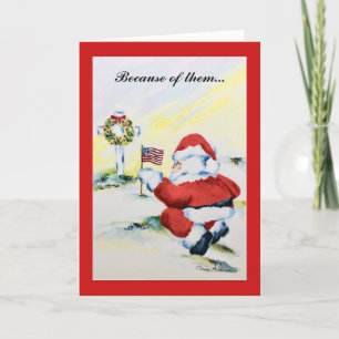 Patriotic Santa Christmas Card