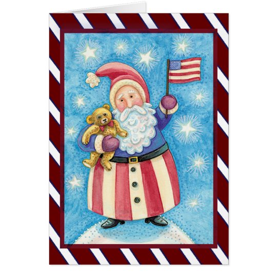 Patriotic Santa christmas Card
