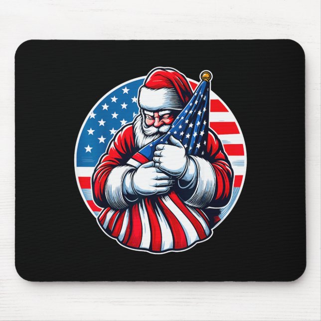 Patriotic Santa Claus For Men Women Usa Flag Chris Mouse Mat (Front)