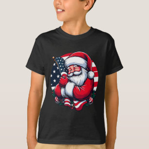 Patriotic Santa Claus Men Women Usa Flag Christmas T-Shirt