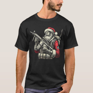 Patriotic Santa Claus Soldier Christmas Military V T-Shirt