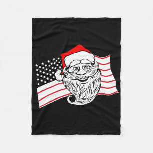 Patriotic Santa Claus Us American Flag Usa Christm Fleece Blanket