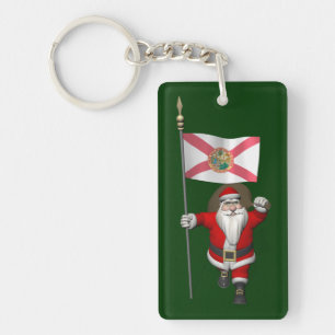 Patriotic Santa Claus Visiting Florida Key Ring