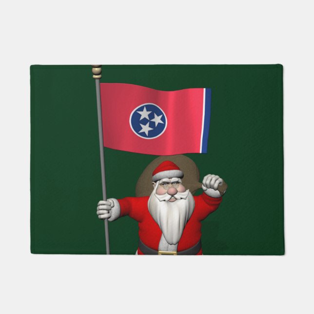Patriotic Santa Claus Visiting Tennessee Doormat (Front)