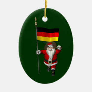 Patriotic Santa Claus With Ensign Of Germany Ceramic Tree Decoration