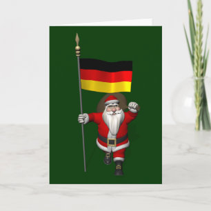 Patriotic Santa Claus With Ensign Of Germany Holiday Card