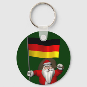 Patriotic Santa Claus With Ensign Of Germany Key Ring