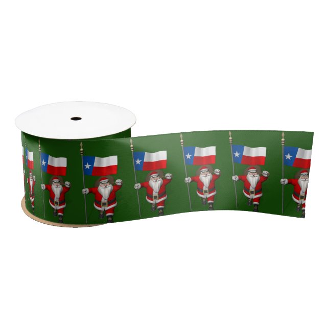 Patriotic Santa Claus With Ensign Of Texas Satin Ribbon (Spool)