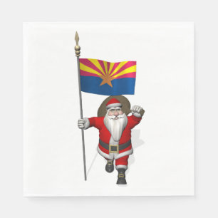 Patriotic Santa Claus With Flag Of Arizona Napkin