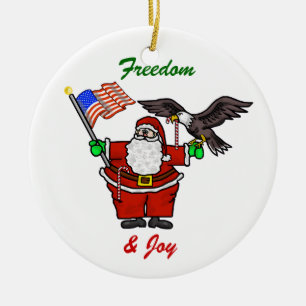 Patriotic Santa Customisable Christmas Ornament