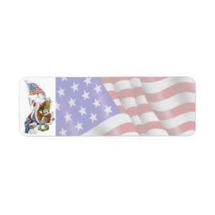 Patriotic Santa Flag Holiday Label