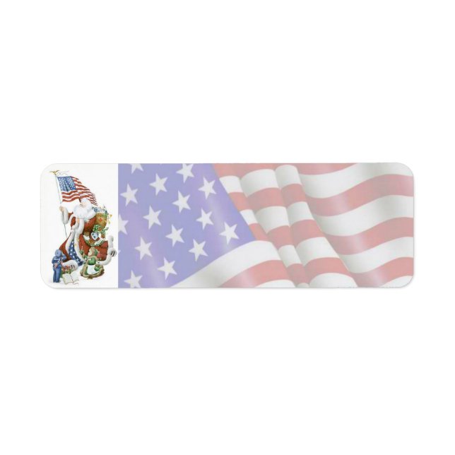 Patriotic Santa Flag Holiday Label (Front)