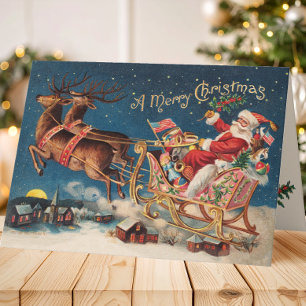 Patriotic Santa Merry Christmas Card