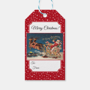 Patriotic Santa Merry Christmas Gift Tags