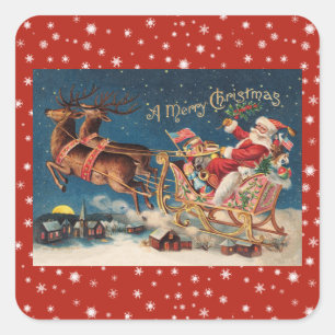 Patriotic Santa Merry Christmas Stickers