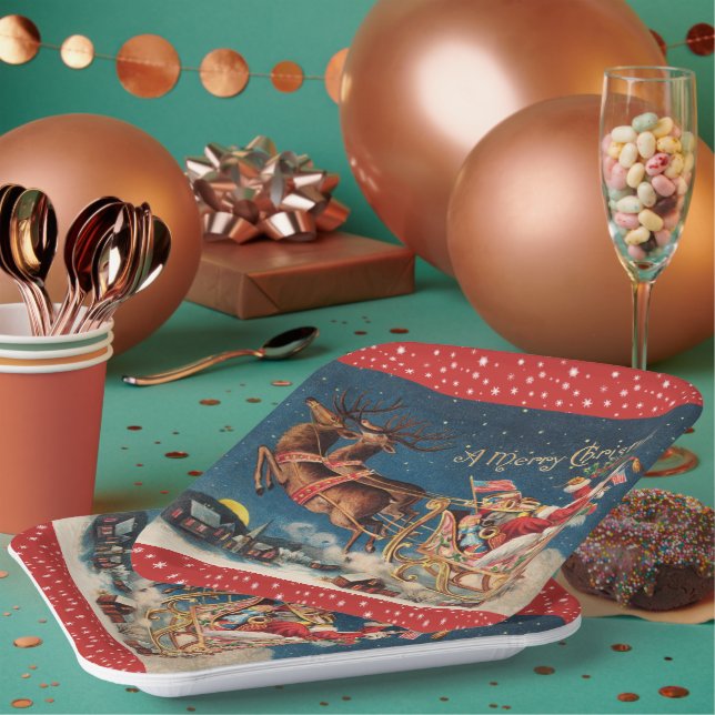 Patriotic Santa Paper Plate (Multi)