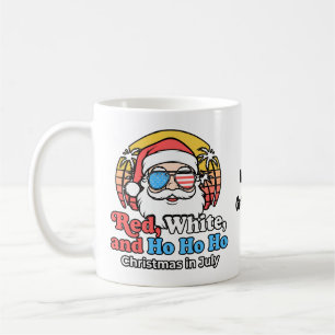 Patriotic Santa Red, White & Ho Christmas in July Coffee Mug