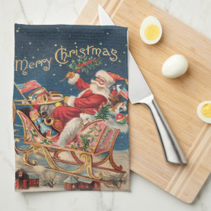Patriotic Santa Tea Towel