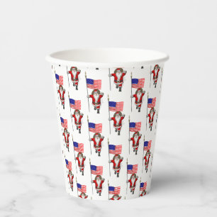 Patriotic Santa Visiting USA Paper Cups