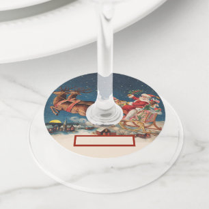 Patriotic Santa Wine Glass Tag