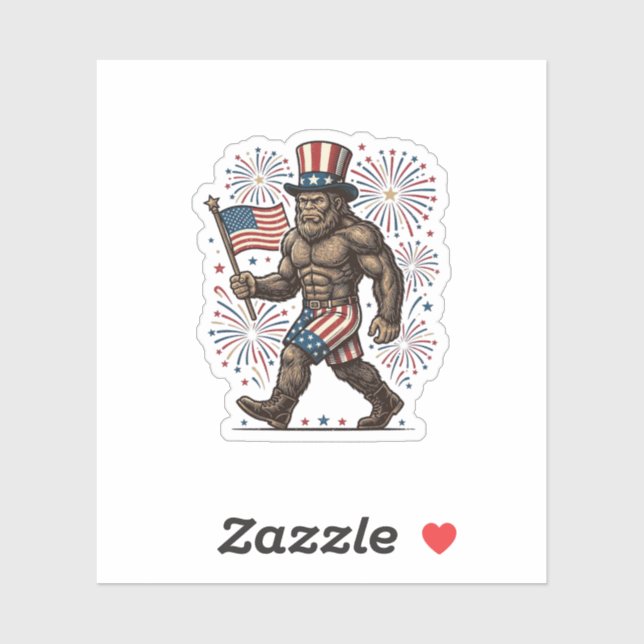 Patriotic Sasquatch Fireworks Vintage Engraving De (Sheet)