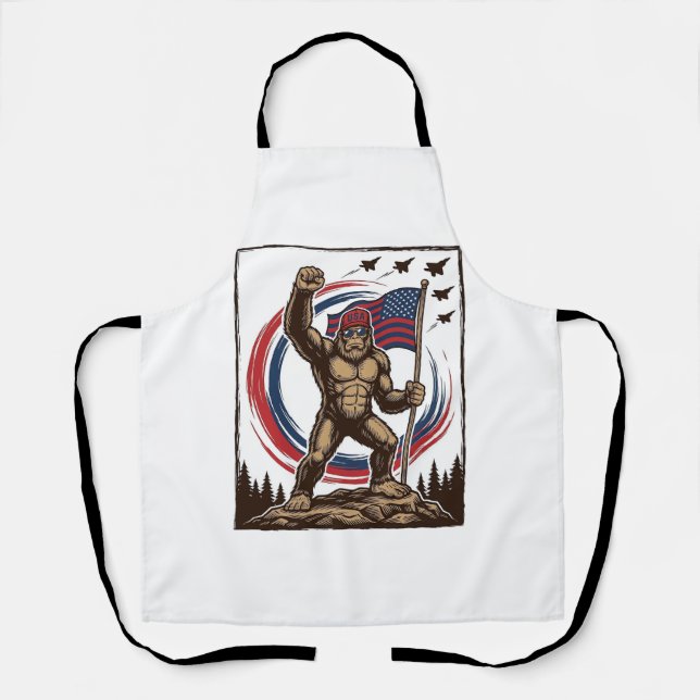 Patriotic Sasquatch Flag Vintage Apron (Front)