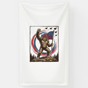 Patriotic Sasquatch Flag Vintage Banner