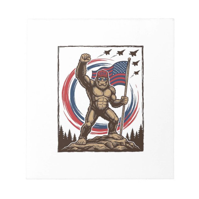 Patriotic Sasquatch Flag Vintage Notepad (Front)