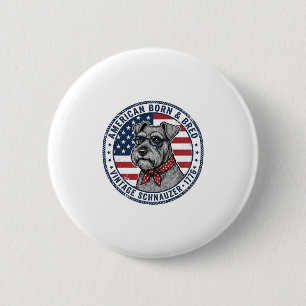 Patriotic Schnauzer Dog Vintage 6 Cm Round Badge