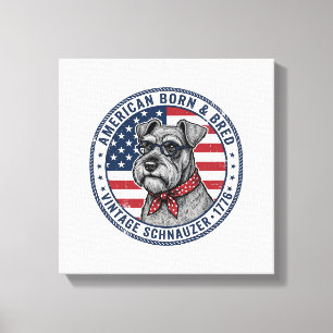 Patriotic Schnauzer Dog Vintage Canvas Print