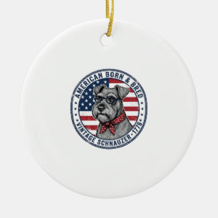 Patriotic Schnauzer Dog Vintage Ceramic Tree Decoration