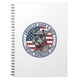 Patriotic Schnauzer Dog Vintage Notebook