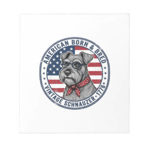 Patriotic Schnauzer Dog Vintage Notepad