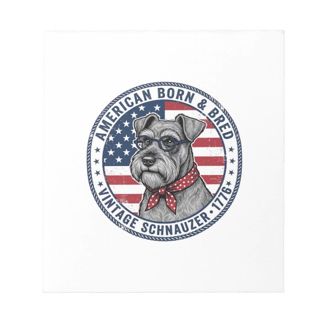 Patriotic Schnauzer Dog Vintage Notepad (Front)
