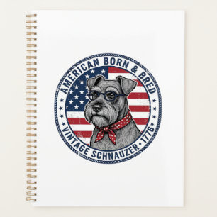 Patriotic Schnauzer Dog Vintage Planner
