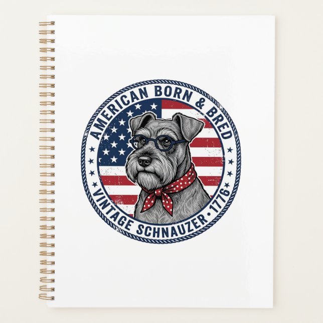 Patriotic Schnauzer Dog Vintage Planner (Front)