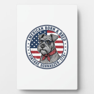 Patriotic Schnauzer Dog Vintage Plaque