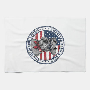Patriotic Schnauzer Dog Vintage Tea Towel