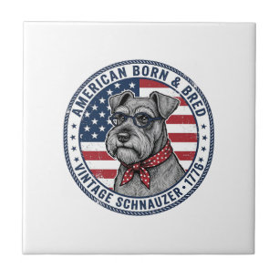 Patriotic Schnauzer Dog Vintage Tile