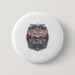 Patriotic School Bus Driver 6 Cm Round Badge