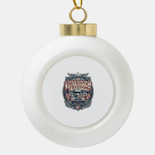Patriotic School Bus Driver Ceramic Ball Christmas Ornament