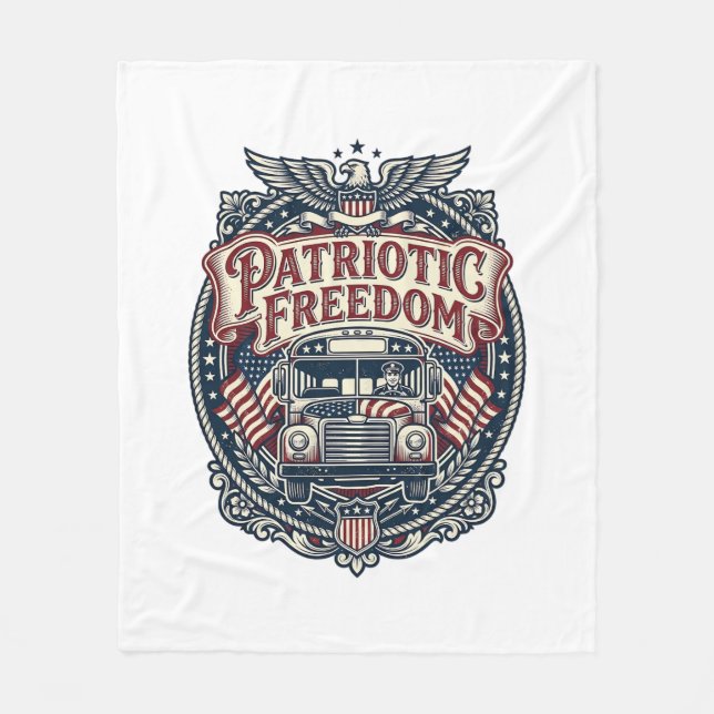 Patriotic School Bus Driver Fleece Blanket (Front)